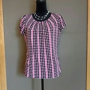 Cute pink and black polka dot blouse